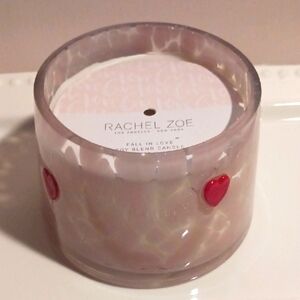 Rachel Zoe Fall in Love Soy Blend Candle - Cream and Red Hearts